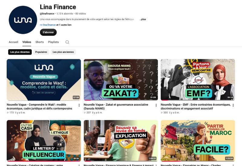 Chaine Youtube Lina